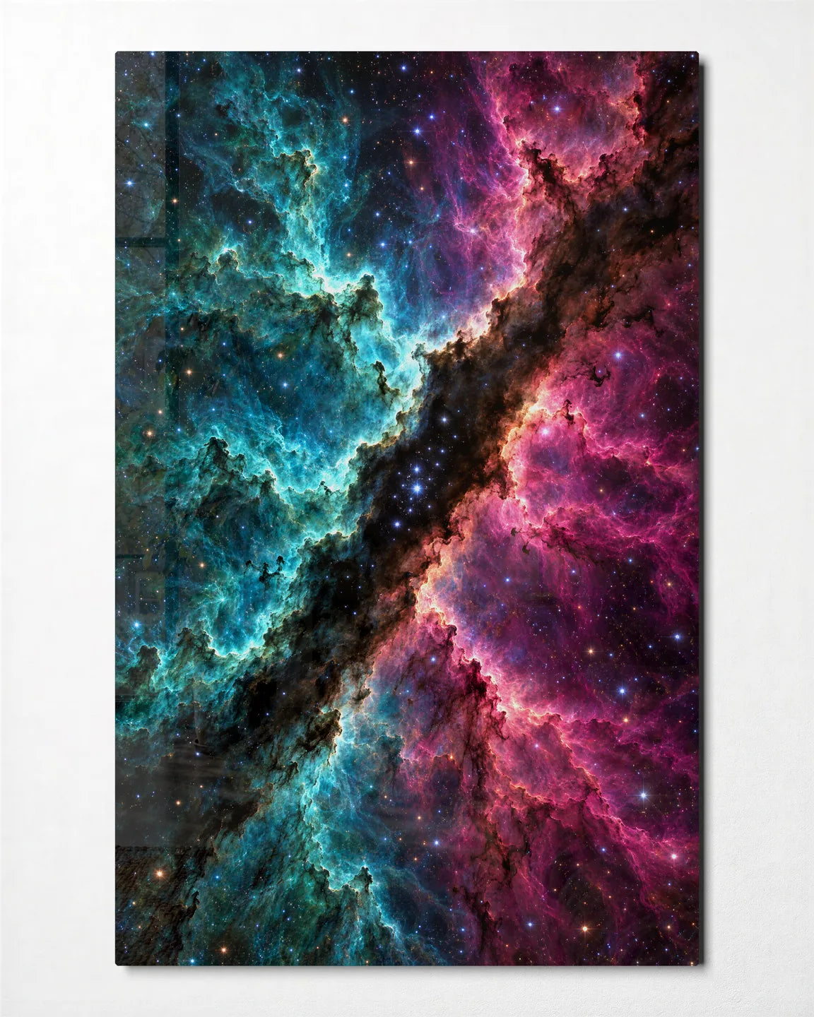 Across the Star Cloud — front view of glass wall art