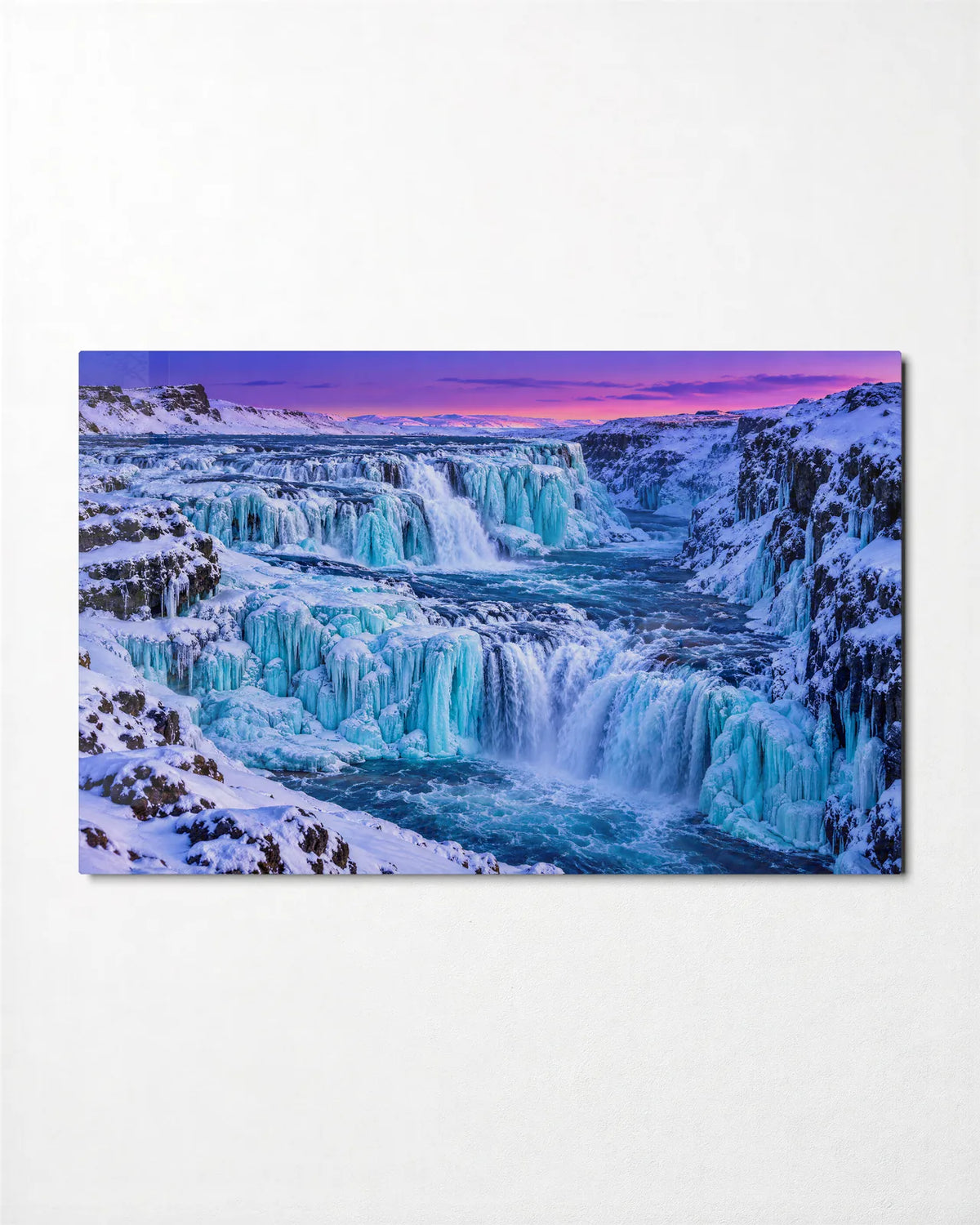 Gullfoss in Ice — front view of glass wall art