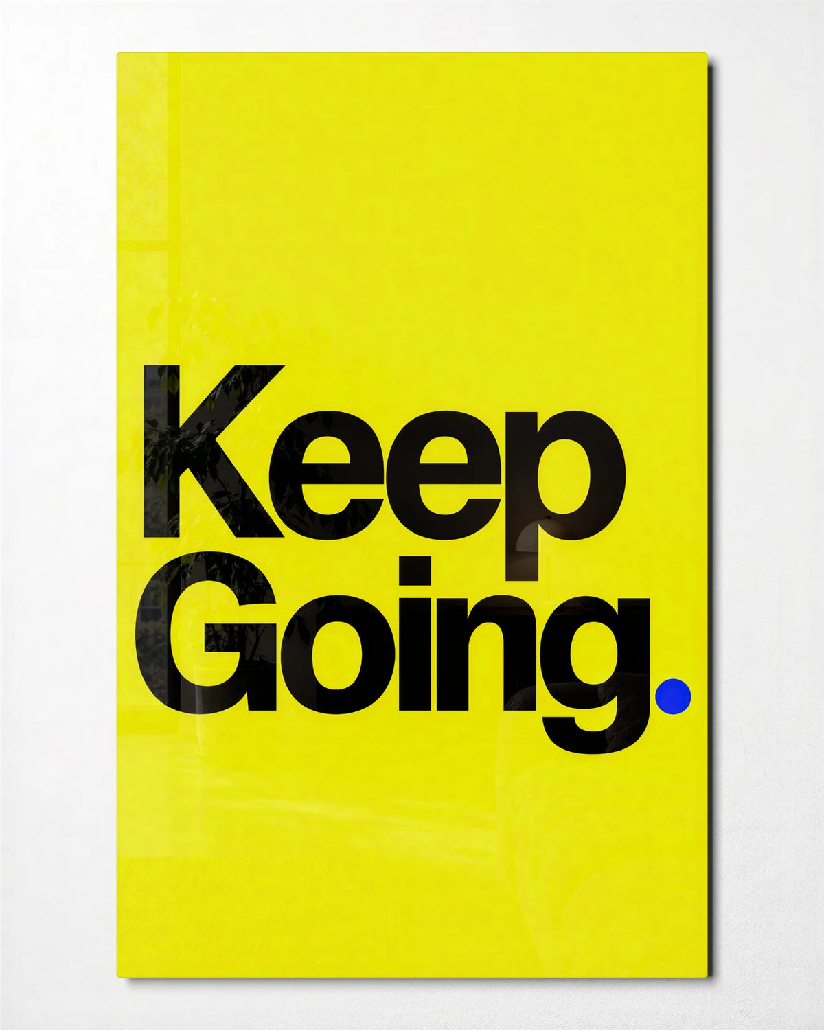 Keep Going in Yellow — front view of glass wall art