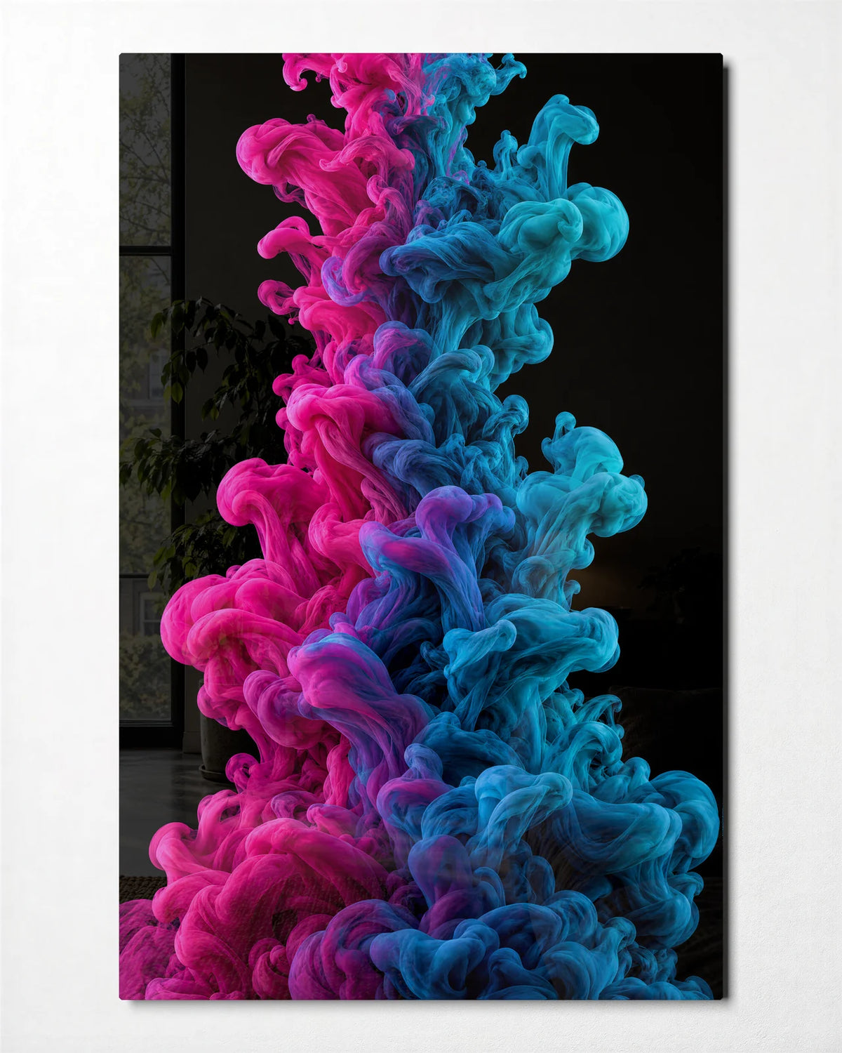 Ink Rising — front view of glass wall art