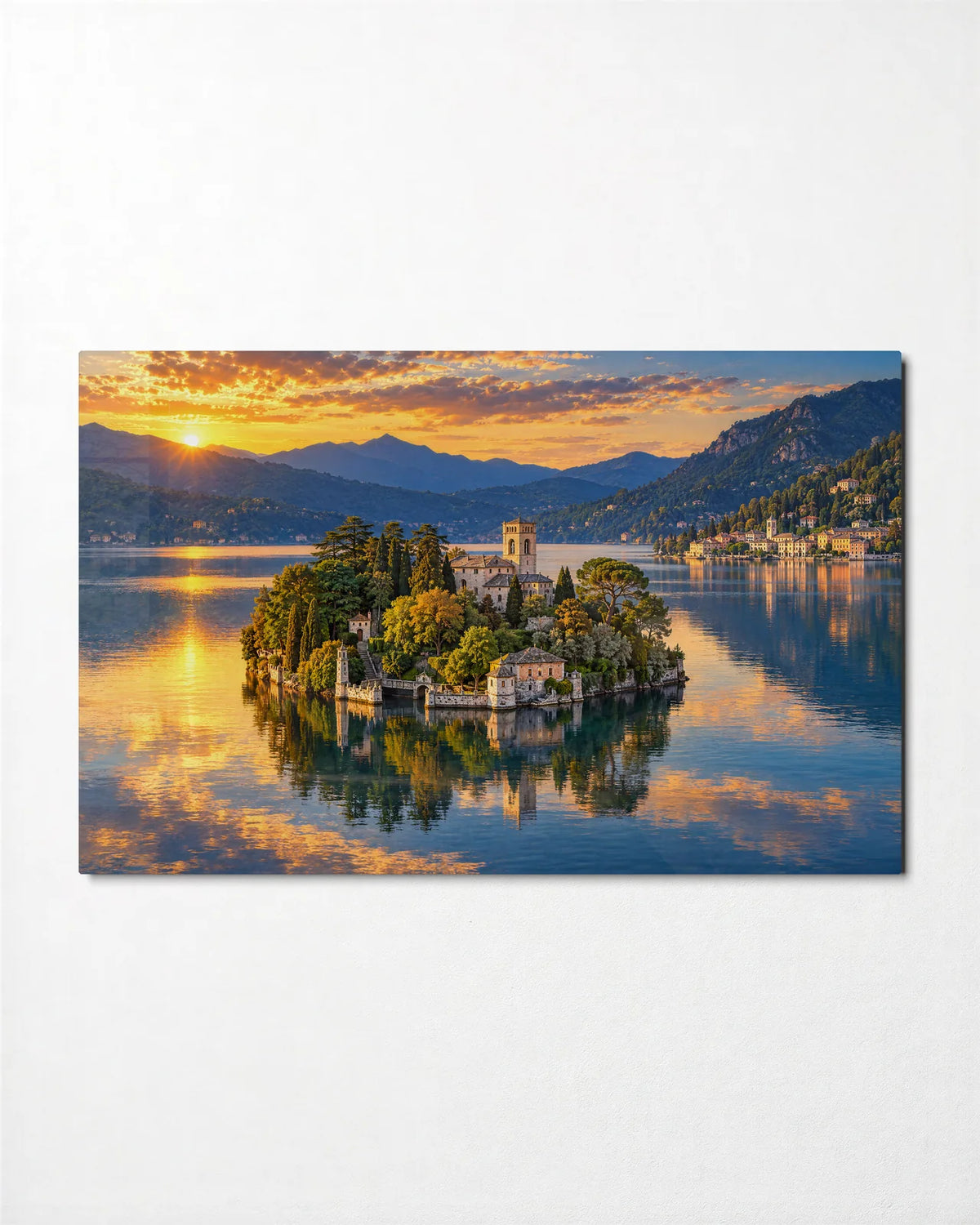 Isola San Giulio — front view of glass wall art