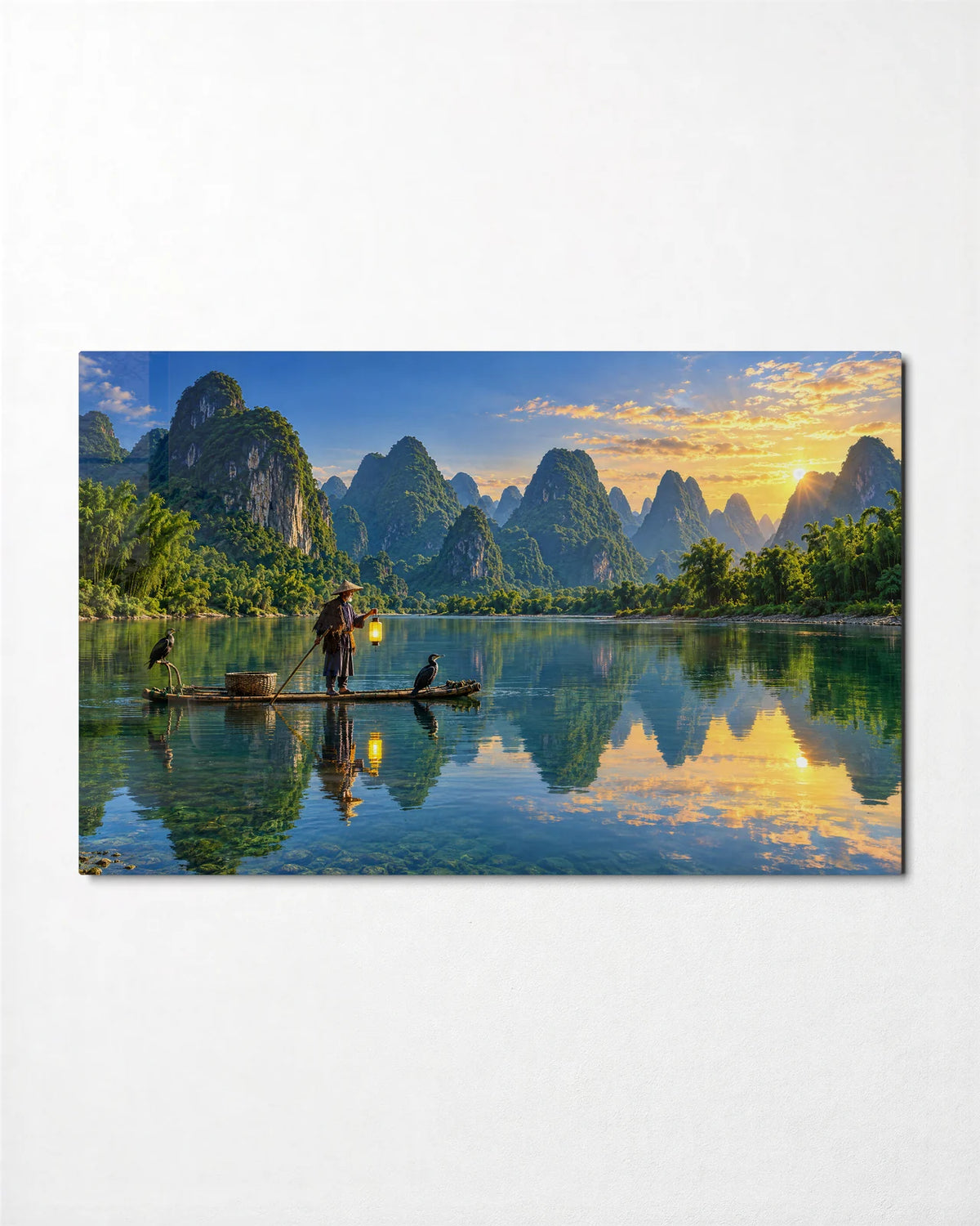 Guilin Karst at Dawn — front view of glass wall art