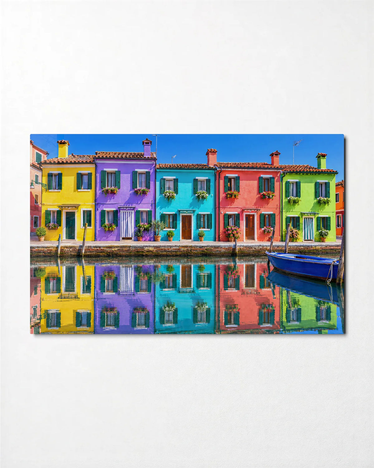 Burano Reflections — front view of glass wall art