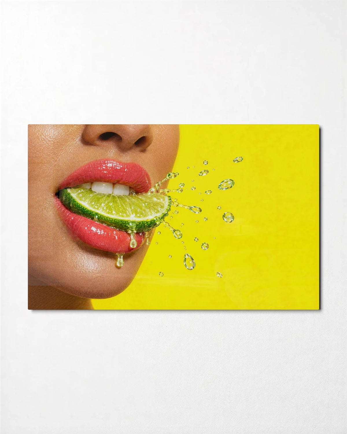 Lime and Lips — front view of glass wall art