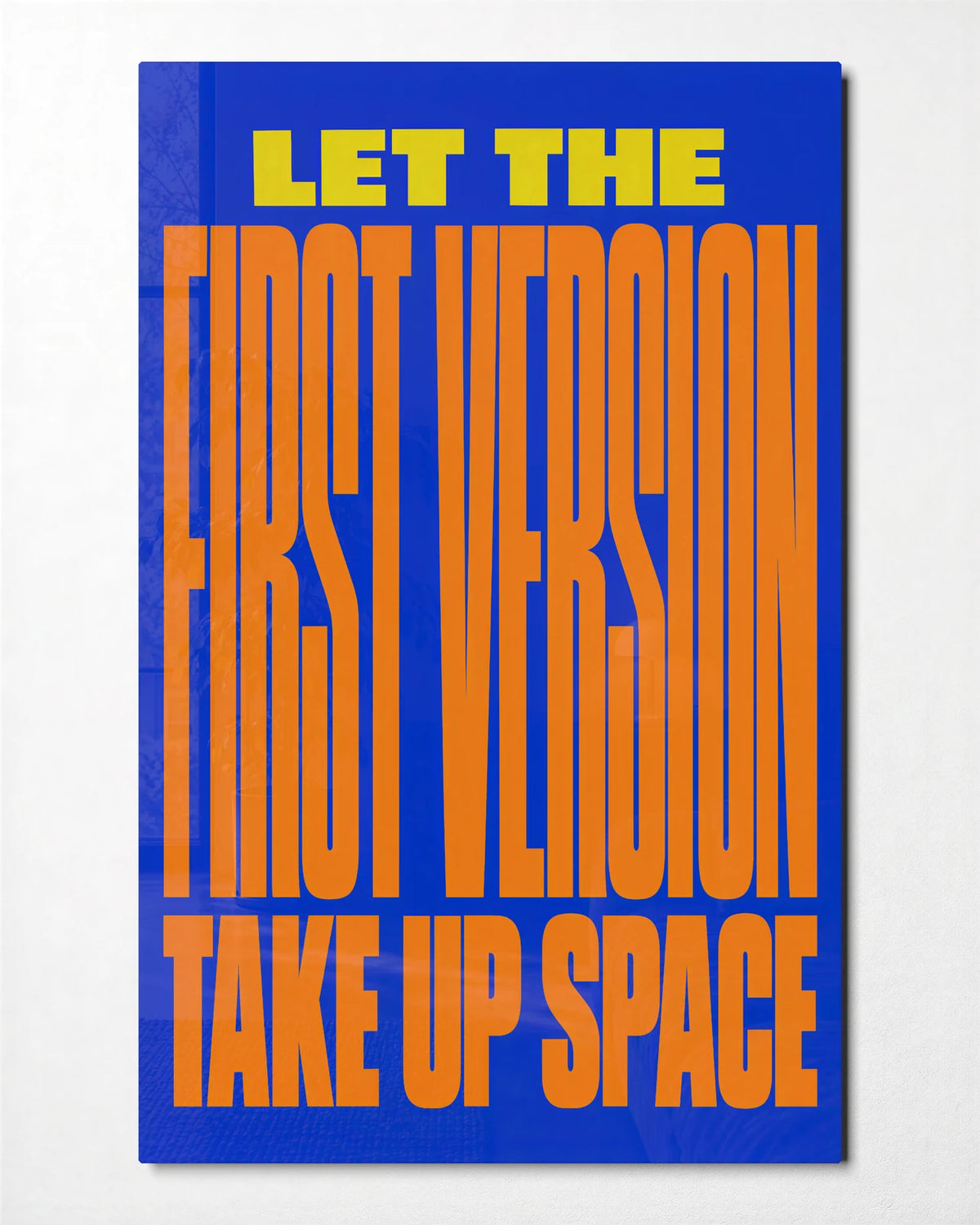 The First Version — front view of glass wall art