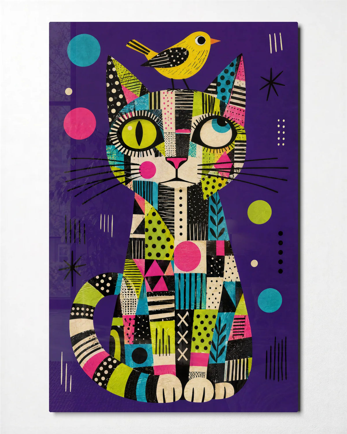 Cat with a Passenger — front view of glass wall art