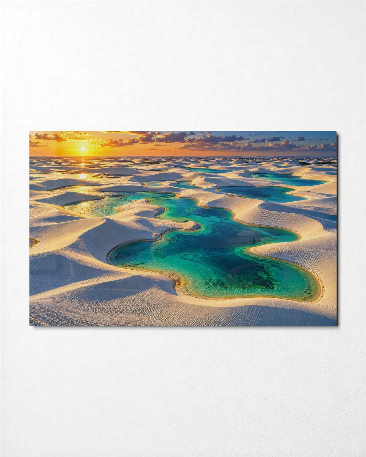 Lagoons in the Dunes — front view of glass wall art