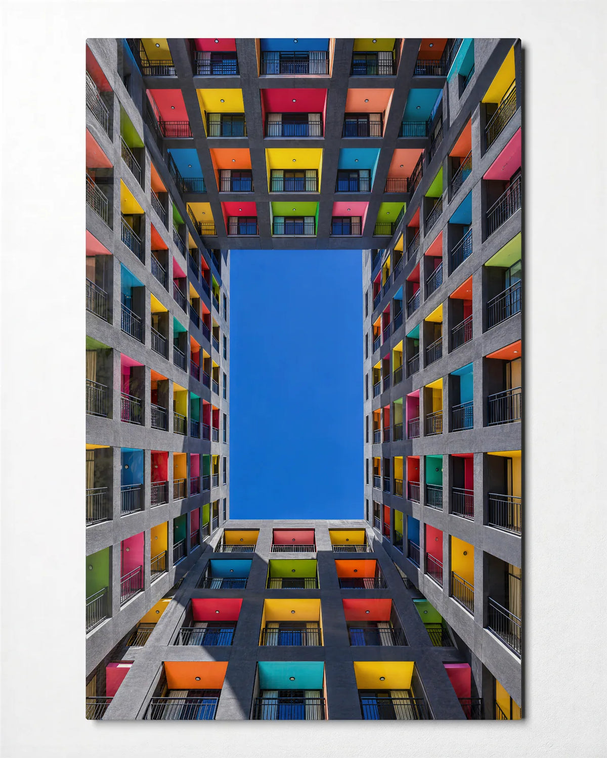Courtyard of Colour — front view of glass wall art