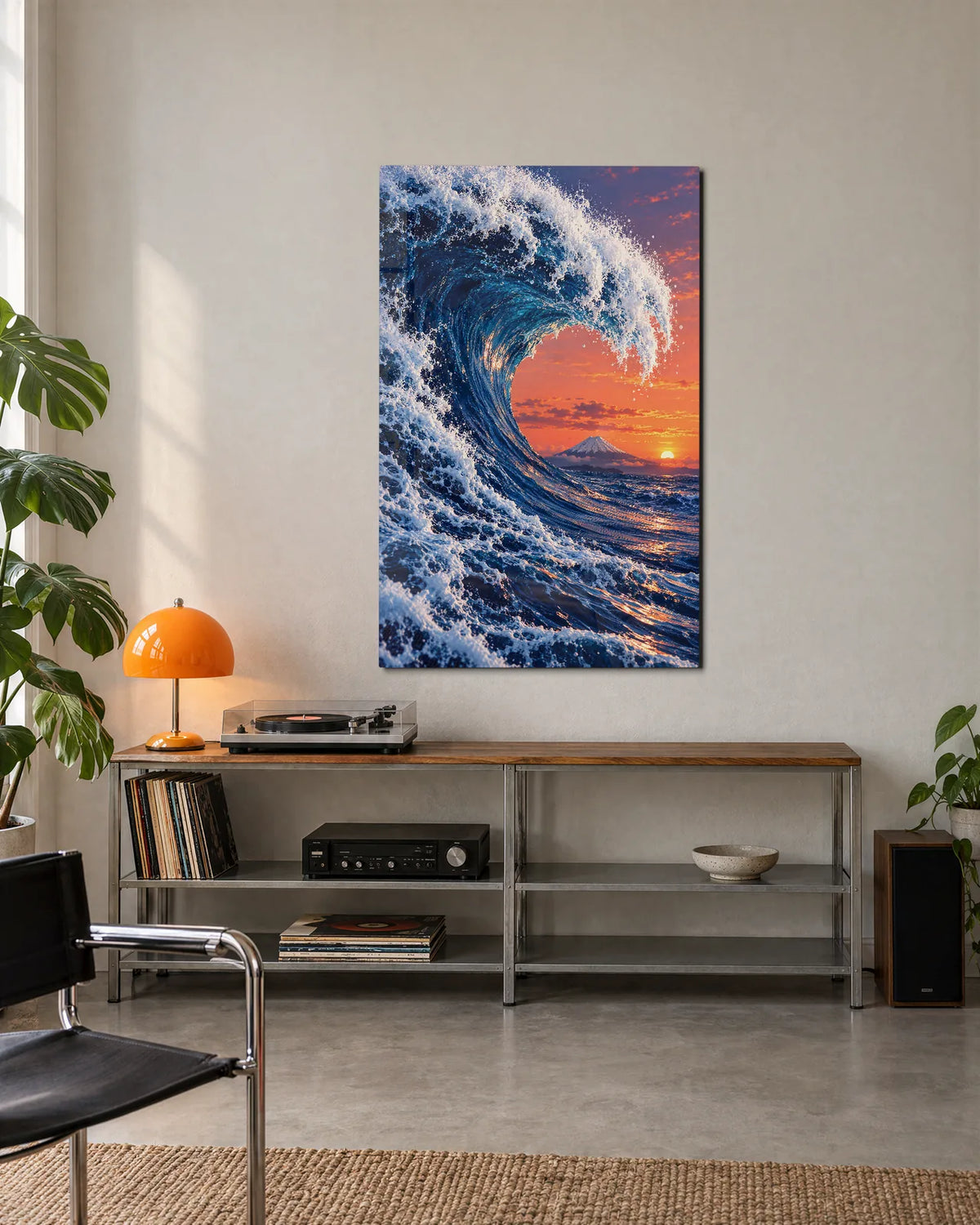 Great Wave at Sunset — shown in a living space