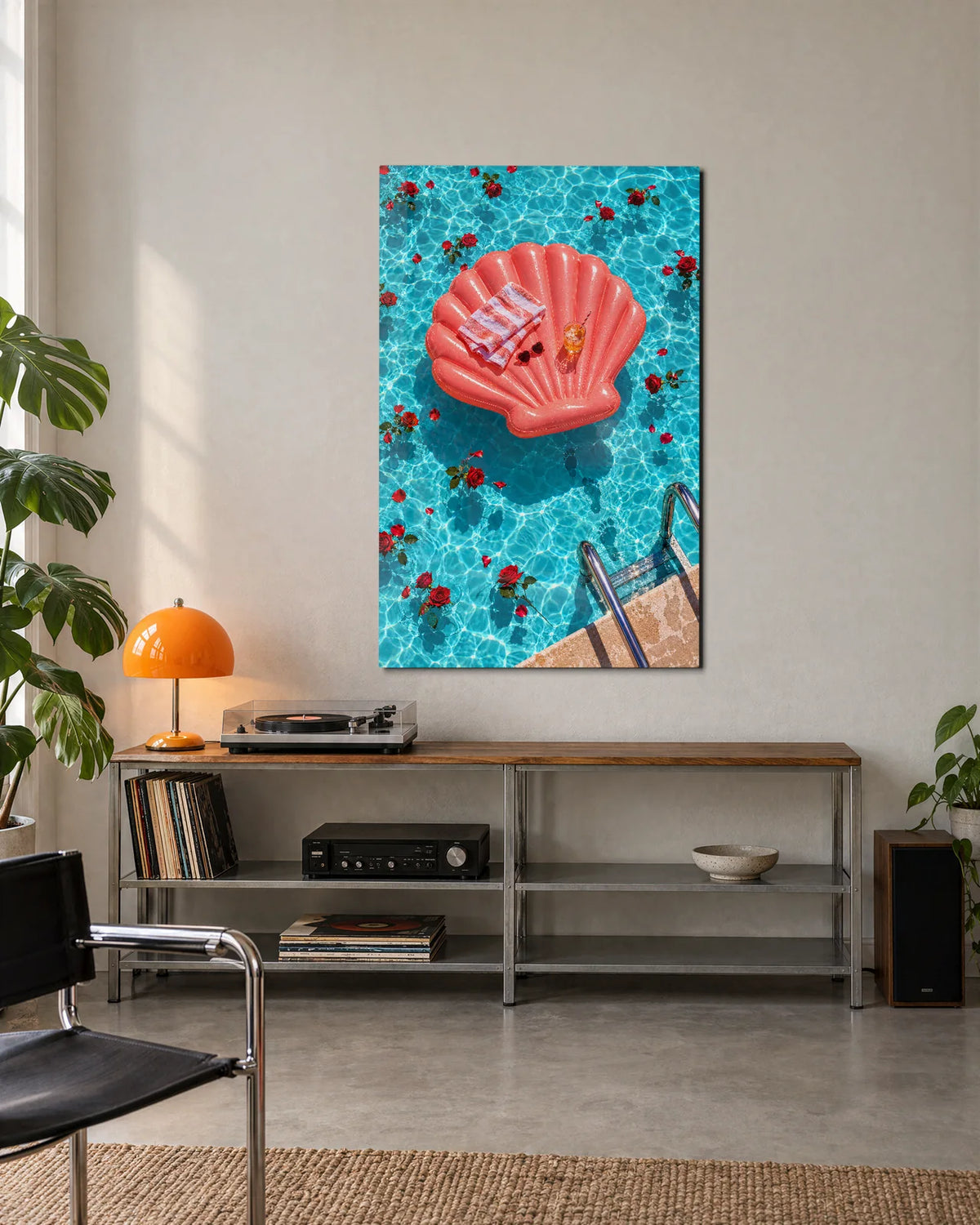Shell Float Among Roses — shown in a living space