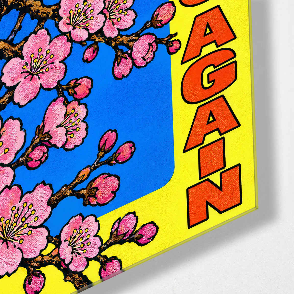 Spring Again — corner detail of glass wall art