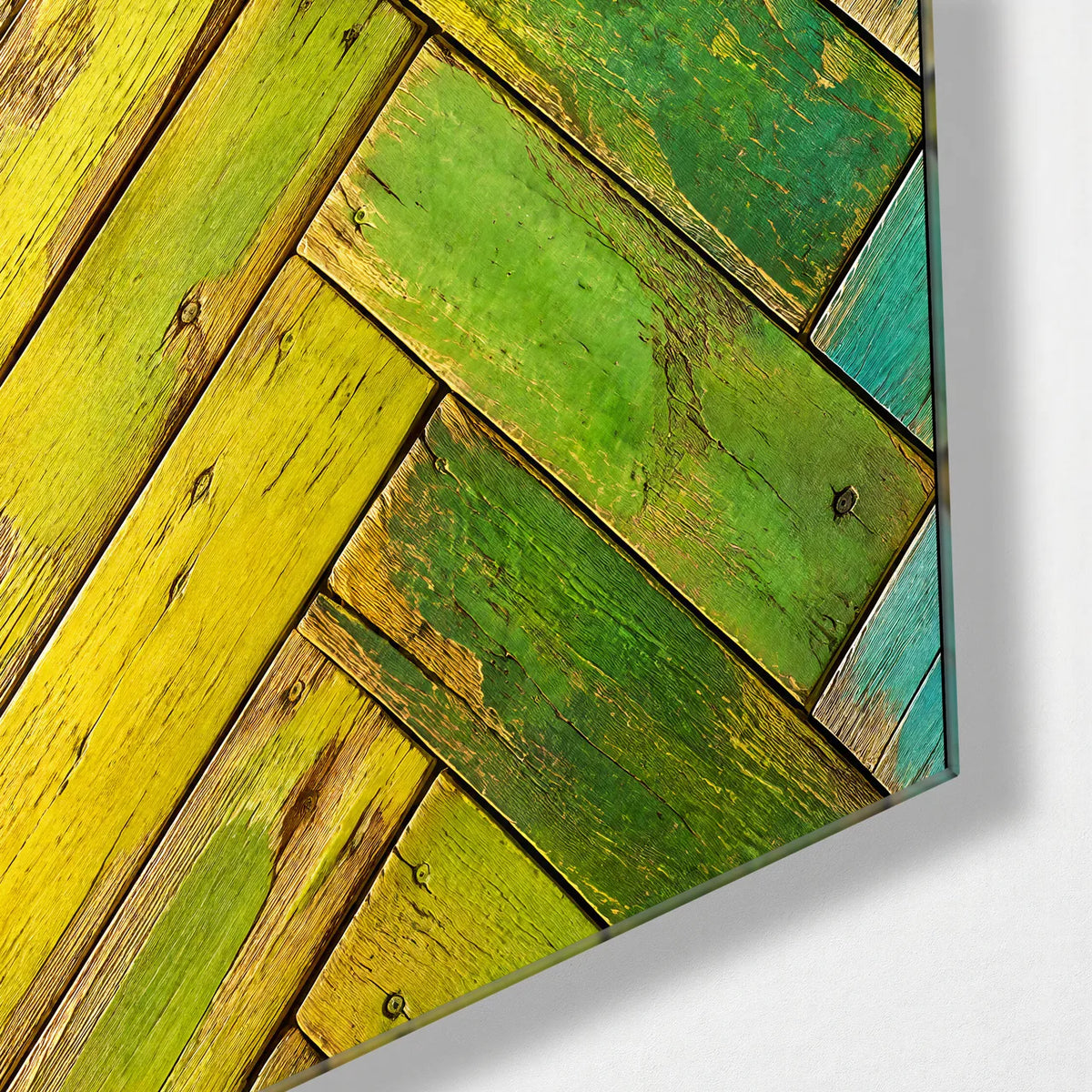 Spectrum Planks Trio — corner detail of one glass panel