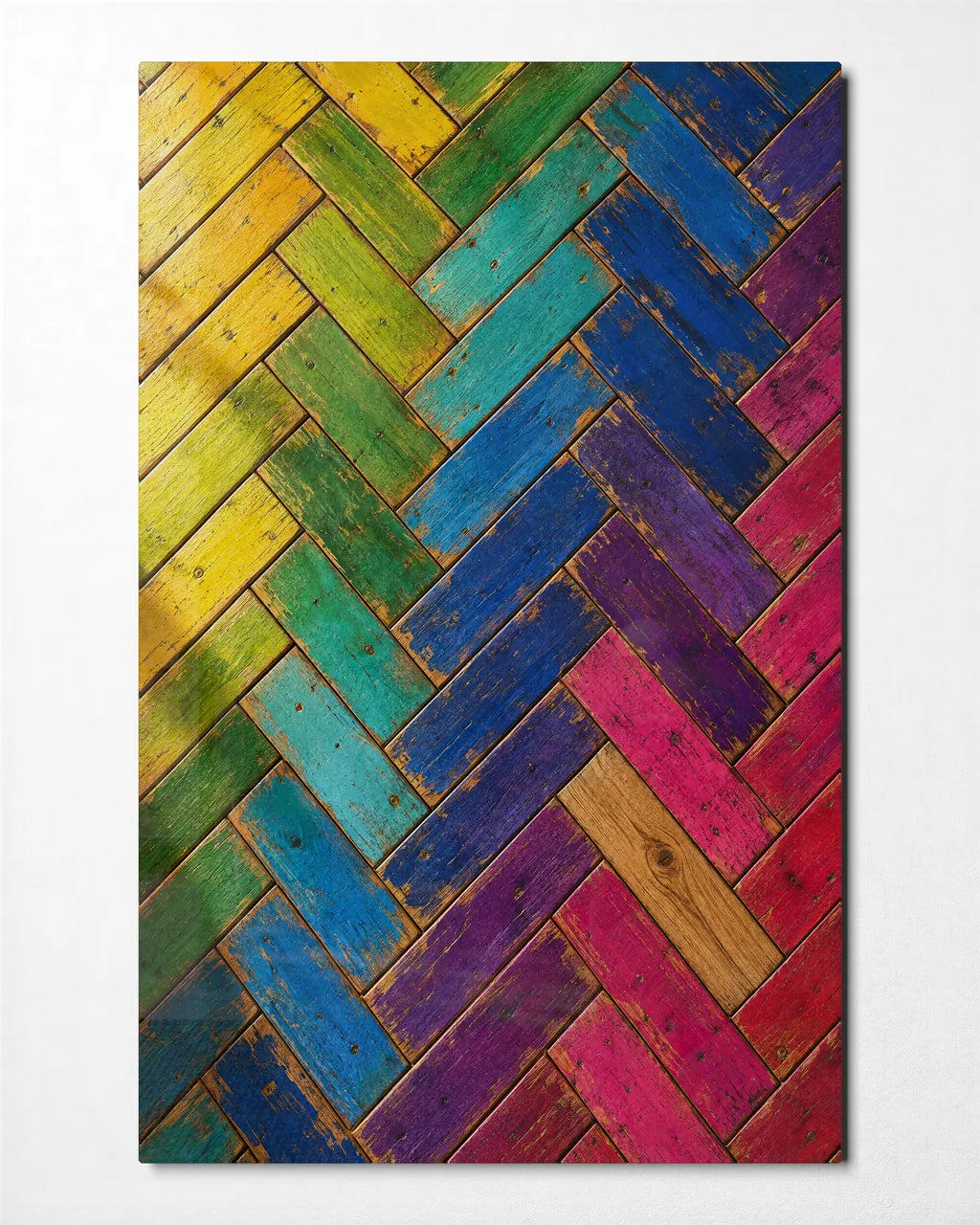 Spectrum Planks — front view of glass wall art