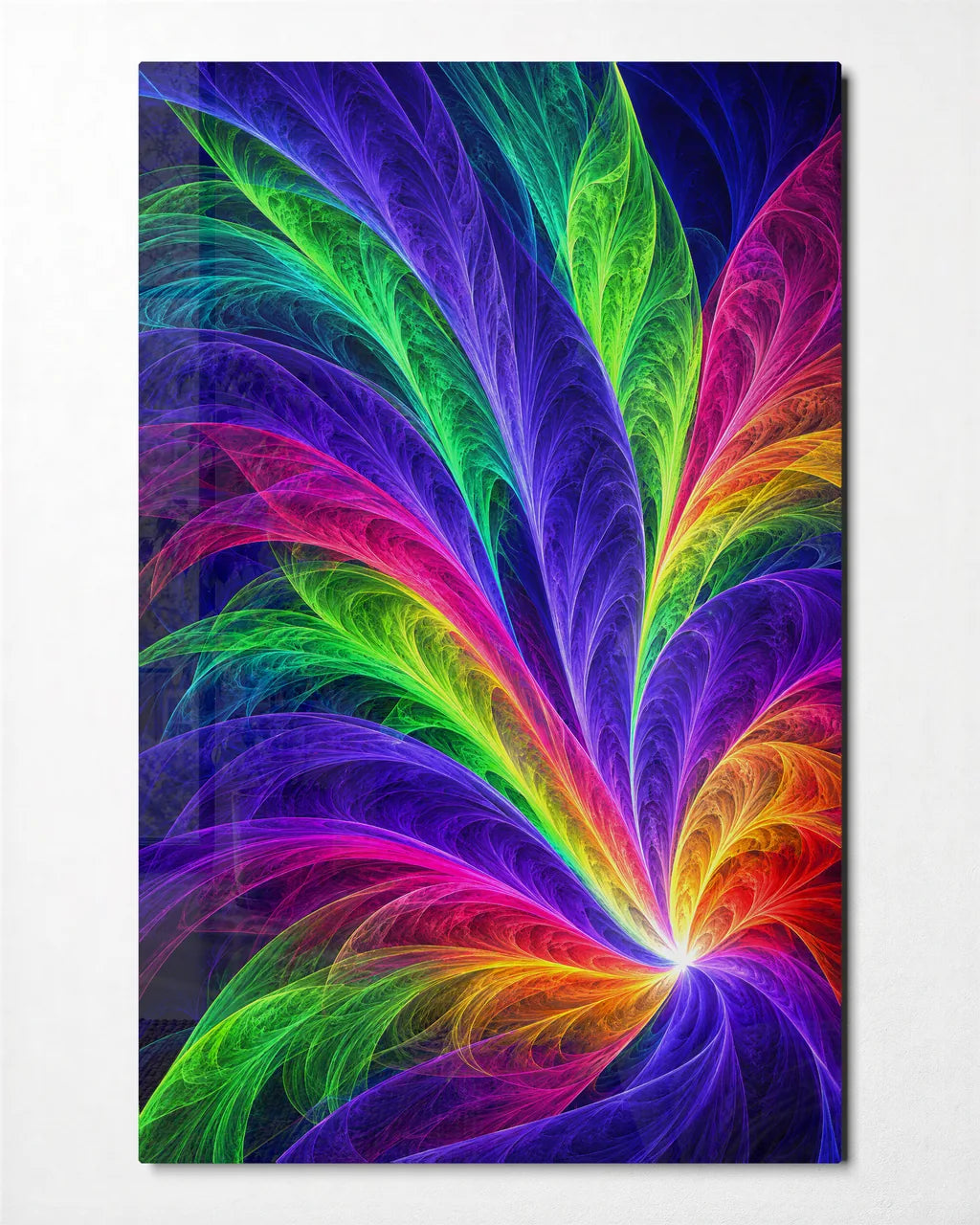 Colour Unfurling — front view of glass wall art
