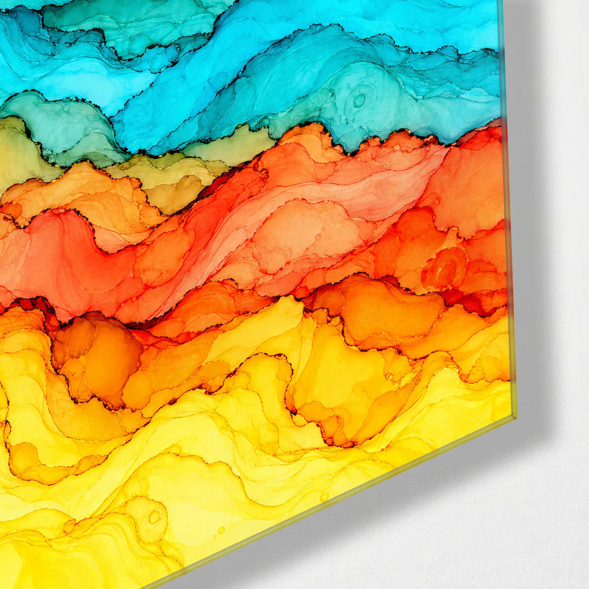 Ink Ridge — corner detail of glass wall art