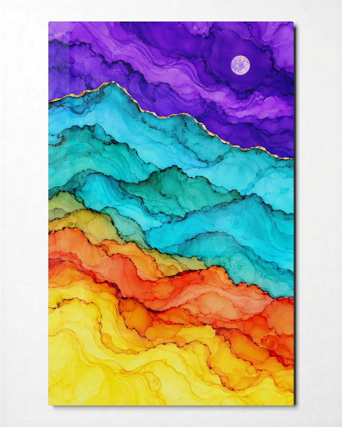 Ink Ridge — front view of glass wall art