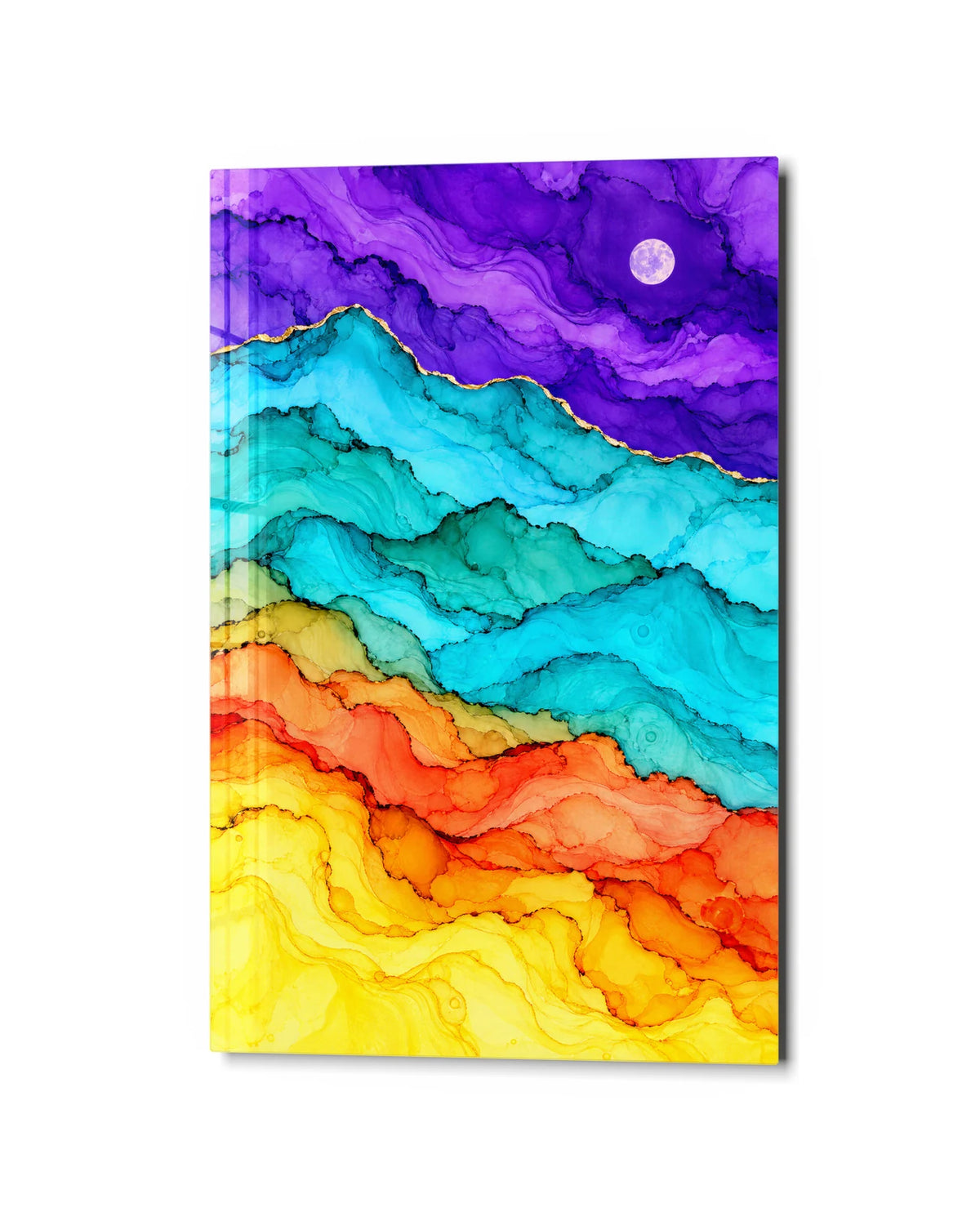 Ink Ridge — studio view of glass wall art