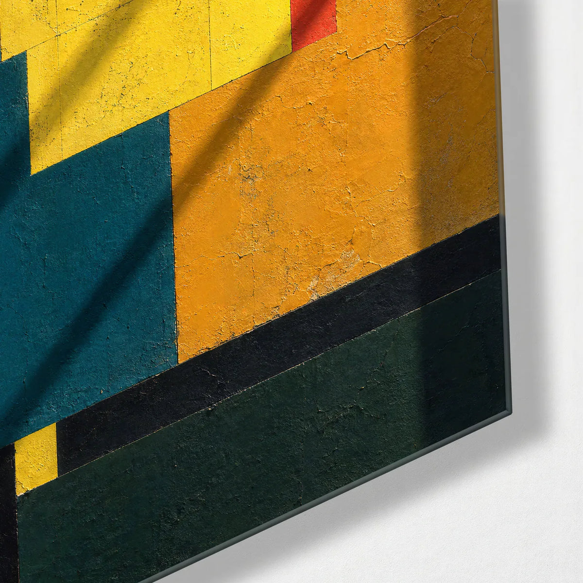 Blocks in the Sun — corner detail of glass wall art