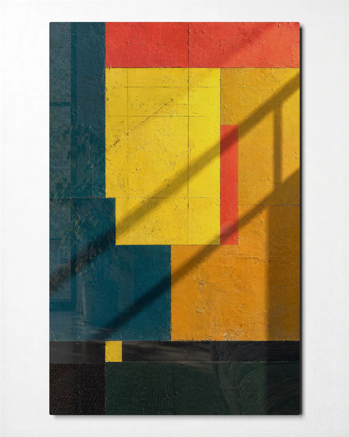 Blocks in the Sun — front view of glass wall art