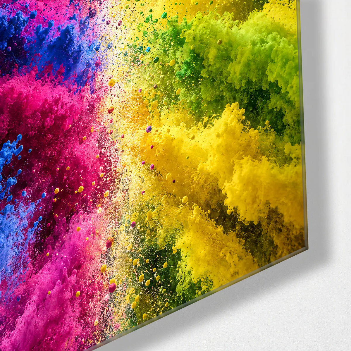 Where Pigments Meet — corner detail of glass wall art