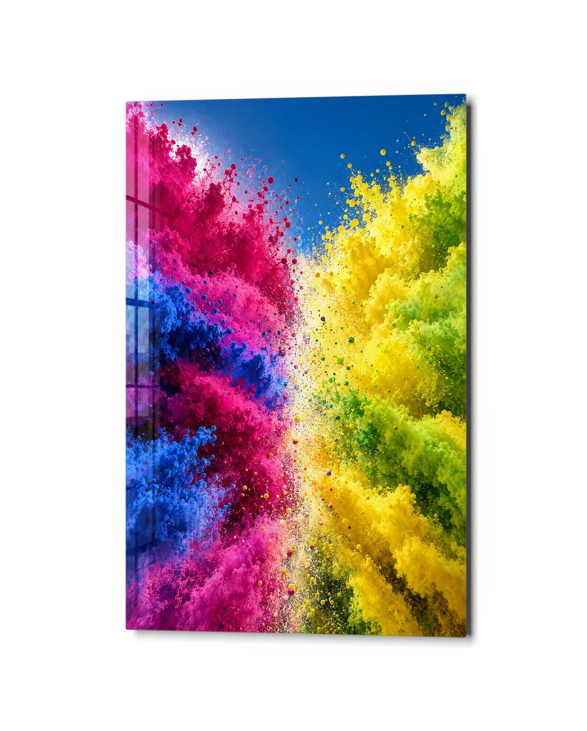 Where Pigments Meet — studio view of glass wall art