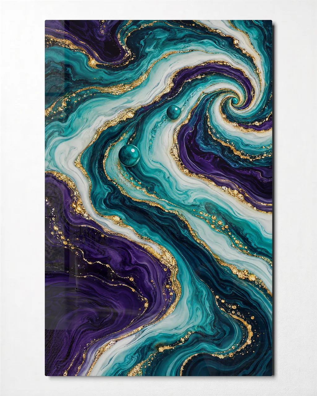 Violet Whirl — front view of glass wall art