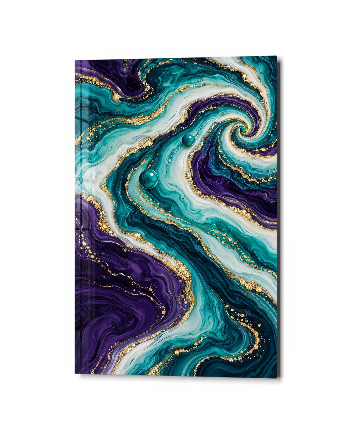 Violet Whirl — studio view of glass wall art
