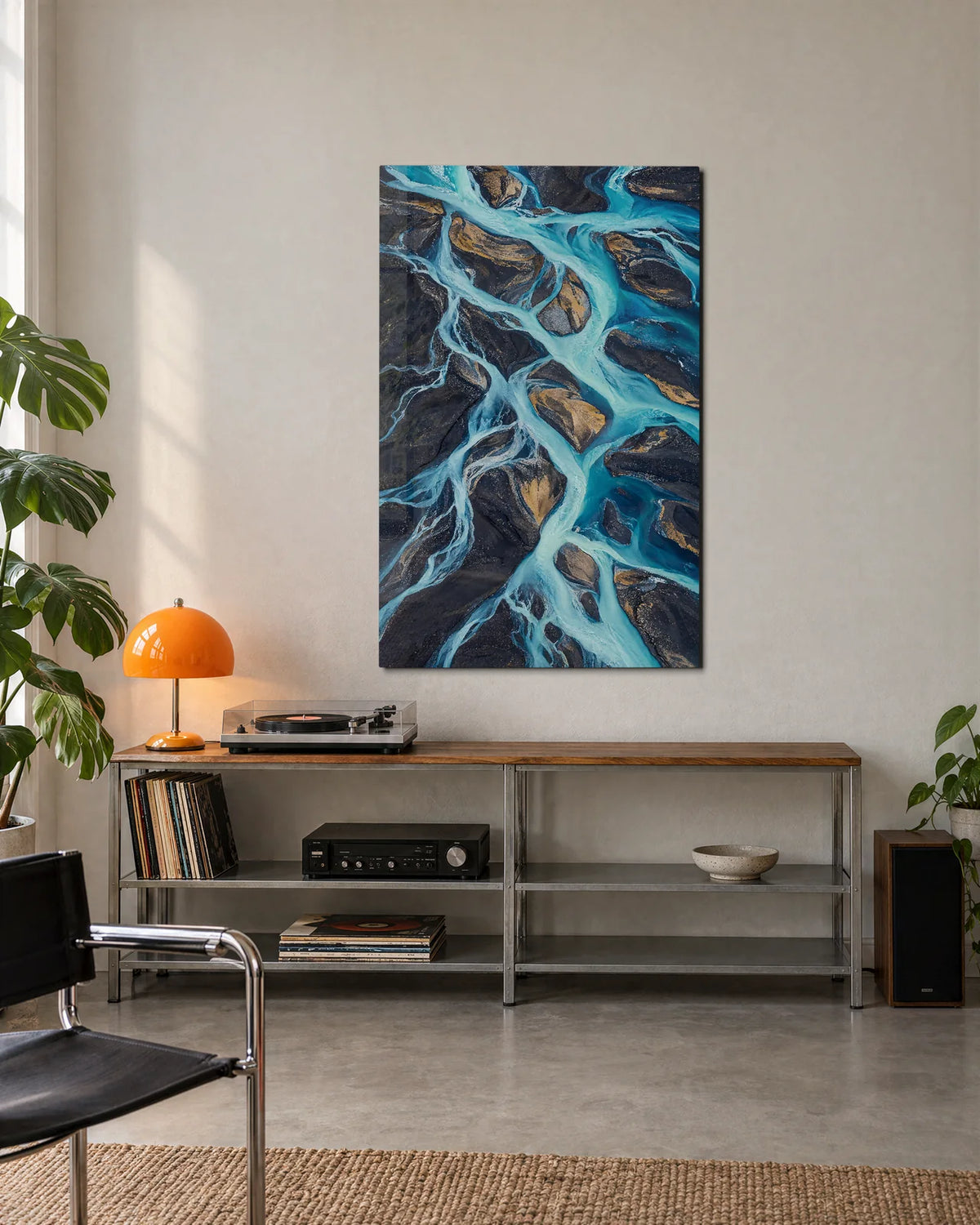 Glacier River Braids — shown in a living space
