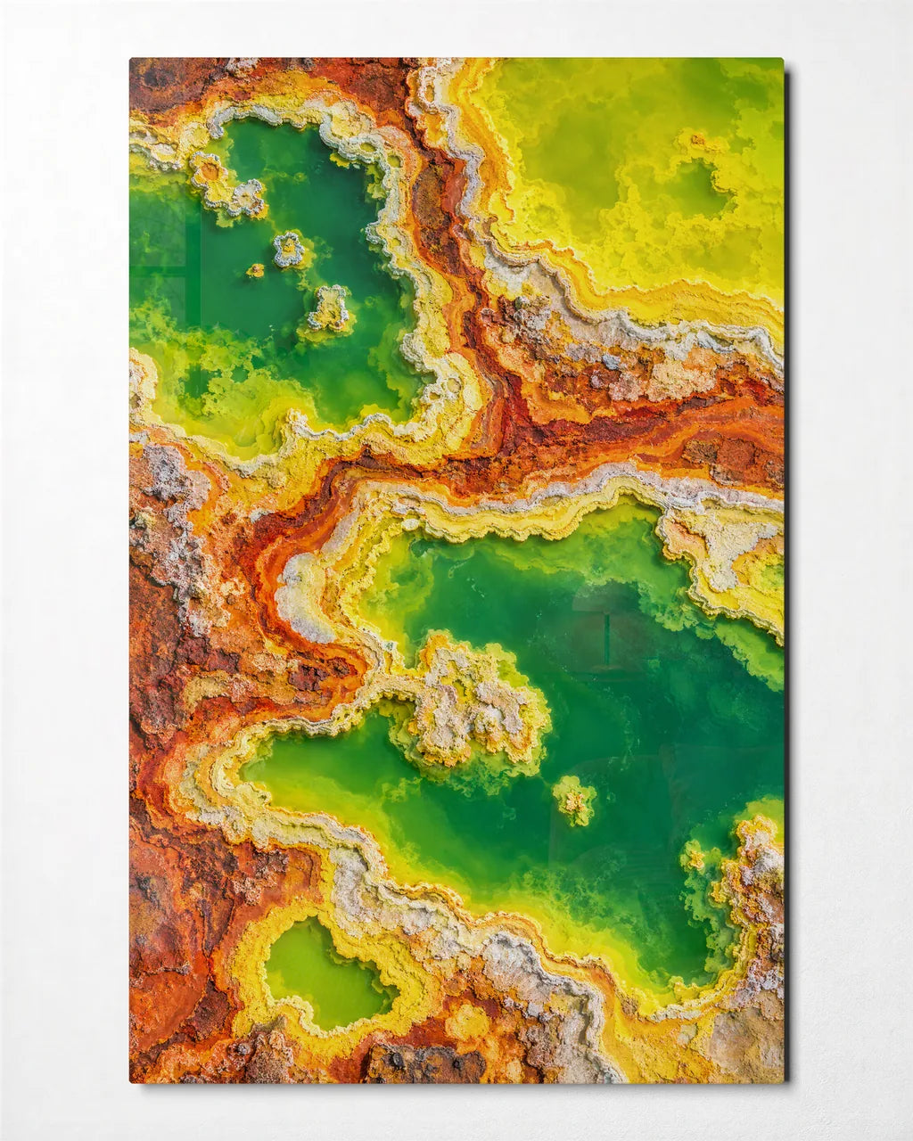 Sulphur Pools From Above — front view of glass wall art