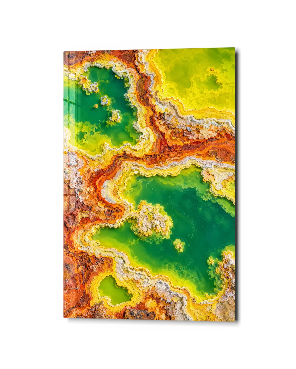 Sulphur Pools From Above — studio view of glass wall art