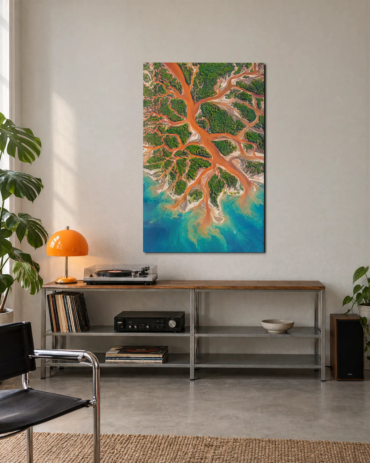 Orange Delta From Above — shown in a living space