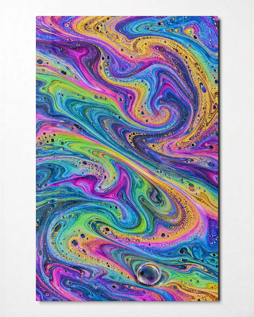 Soap Film Swirl — front view of glass wall art