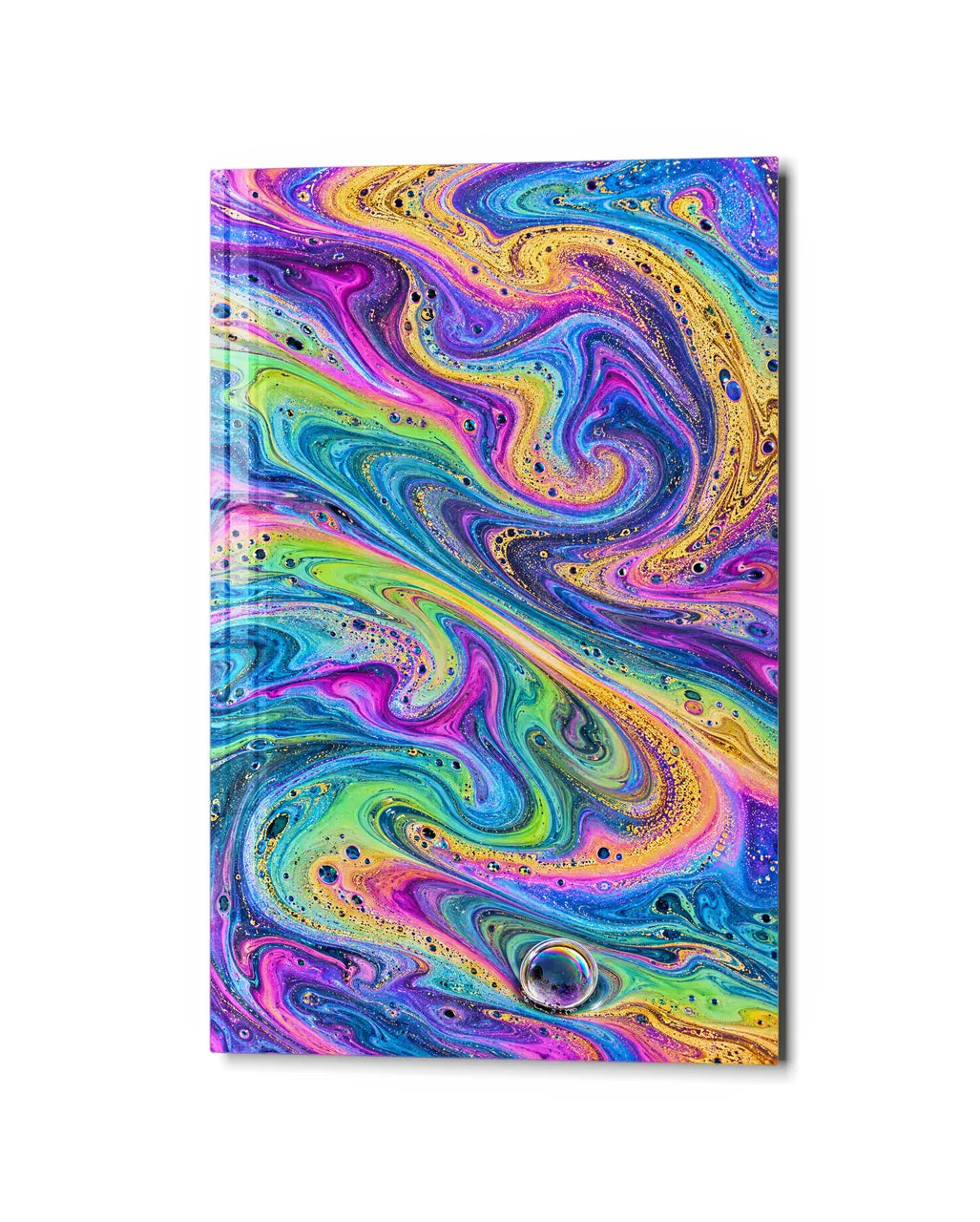 Soap Film Swirl — studio view of glass wall art