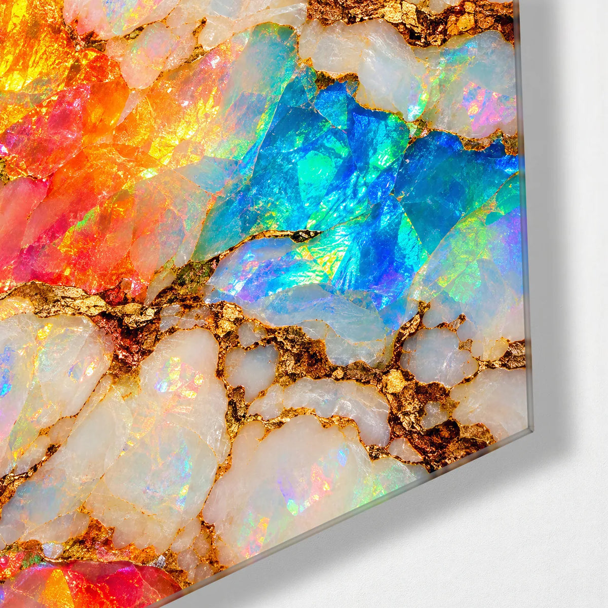 Opal Up Close — corner detail of glass wall art