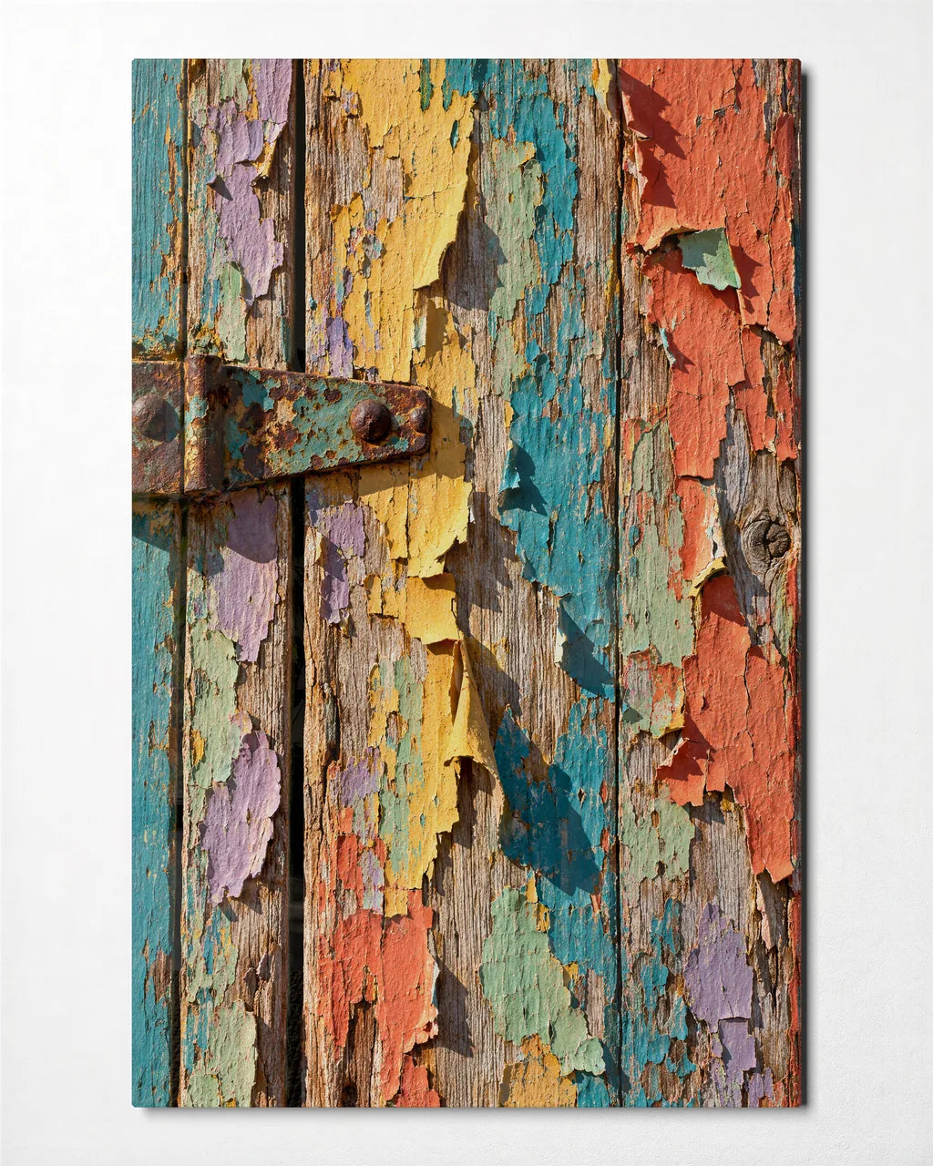 Peeling Paint Layers — front view of glass wall art