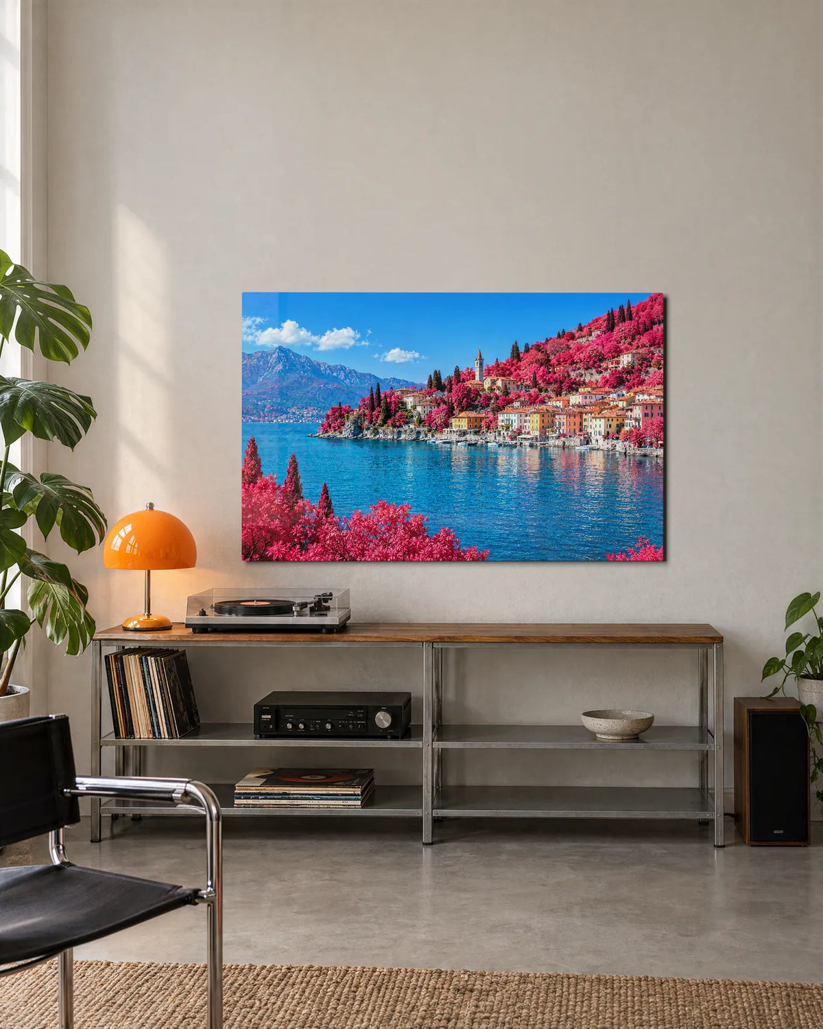 Lake Como in Pink — shown in a living space