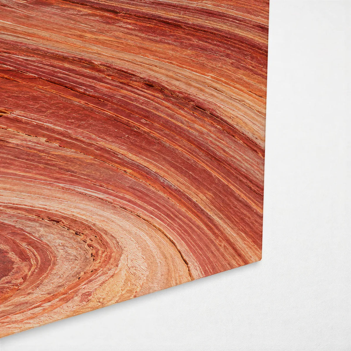 The Wave in Sandstone — corner detail of glass wall art