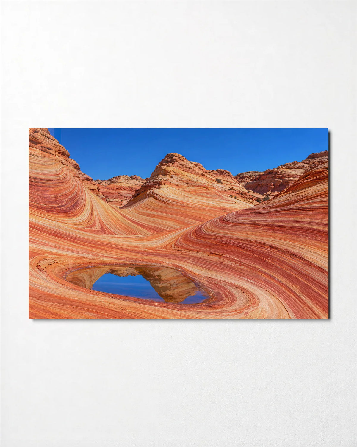 The Wave in Sandstone — front view of glass wall art