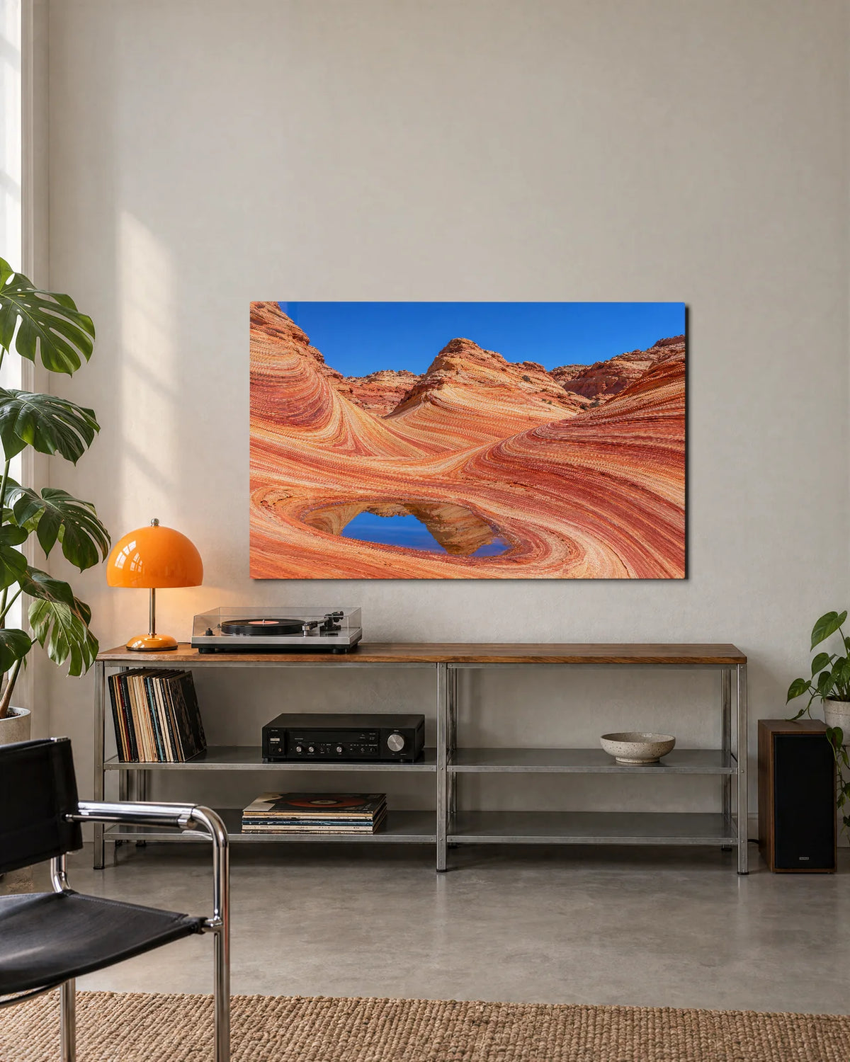 The Wave in Sandstone — shown in a living space
