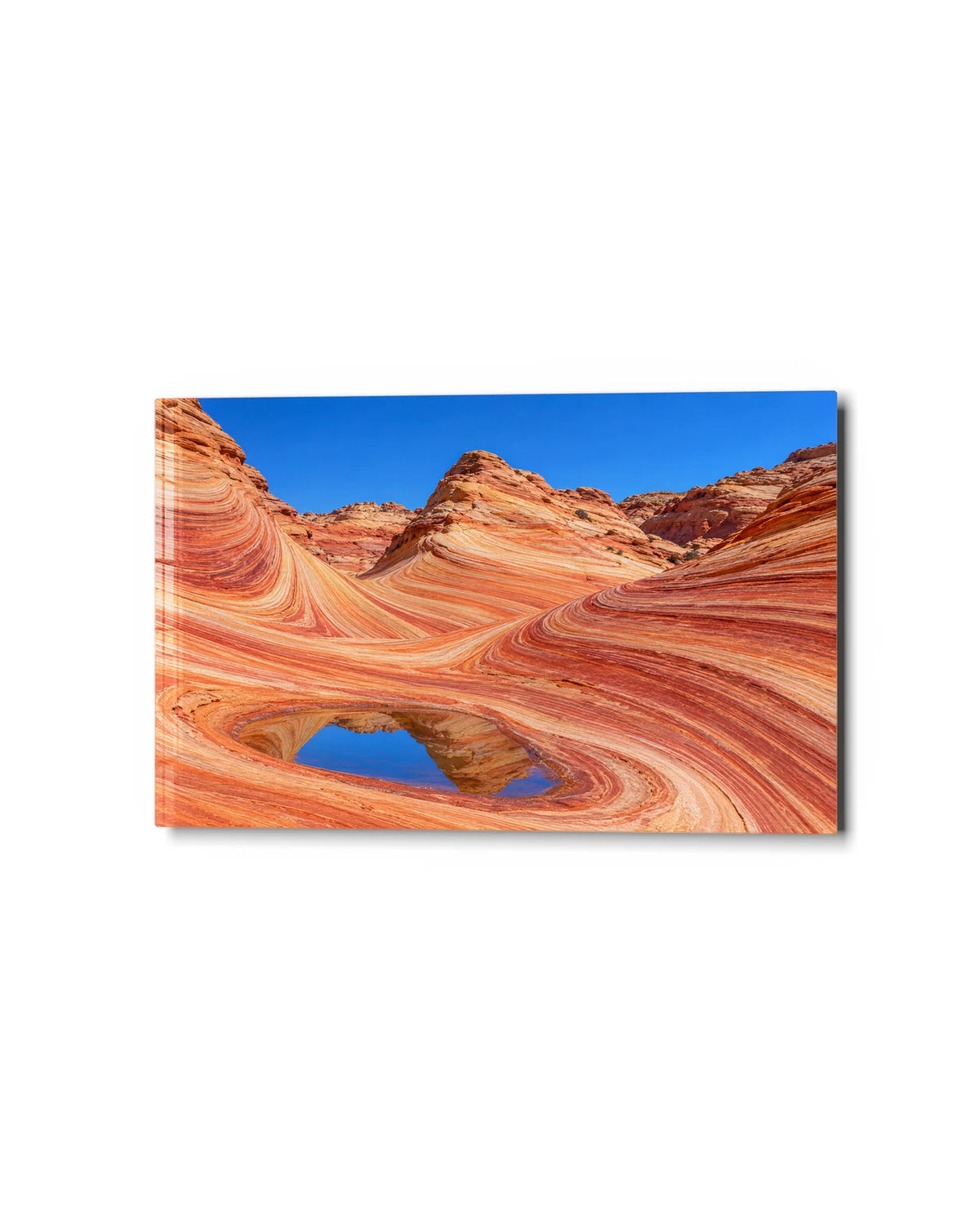 The Wave in Sandstone — studio view of glass wall art