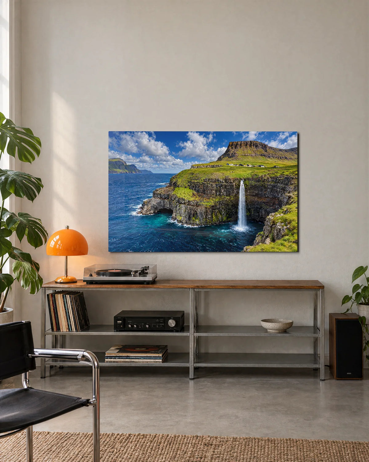 Mulafossur Falls — shown in a living space