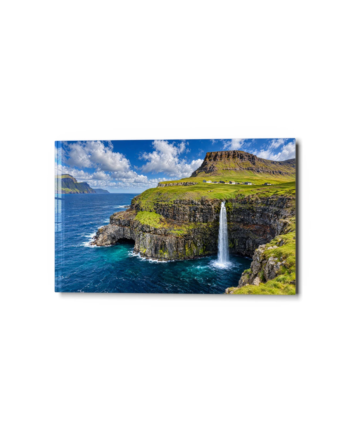 Mulafossur Falls — studio view of glass wall art