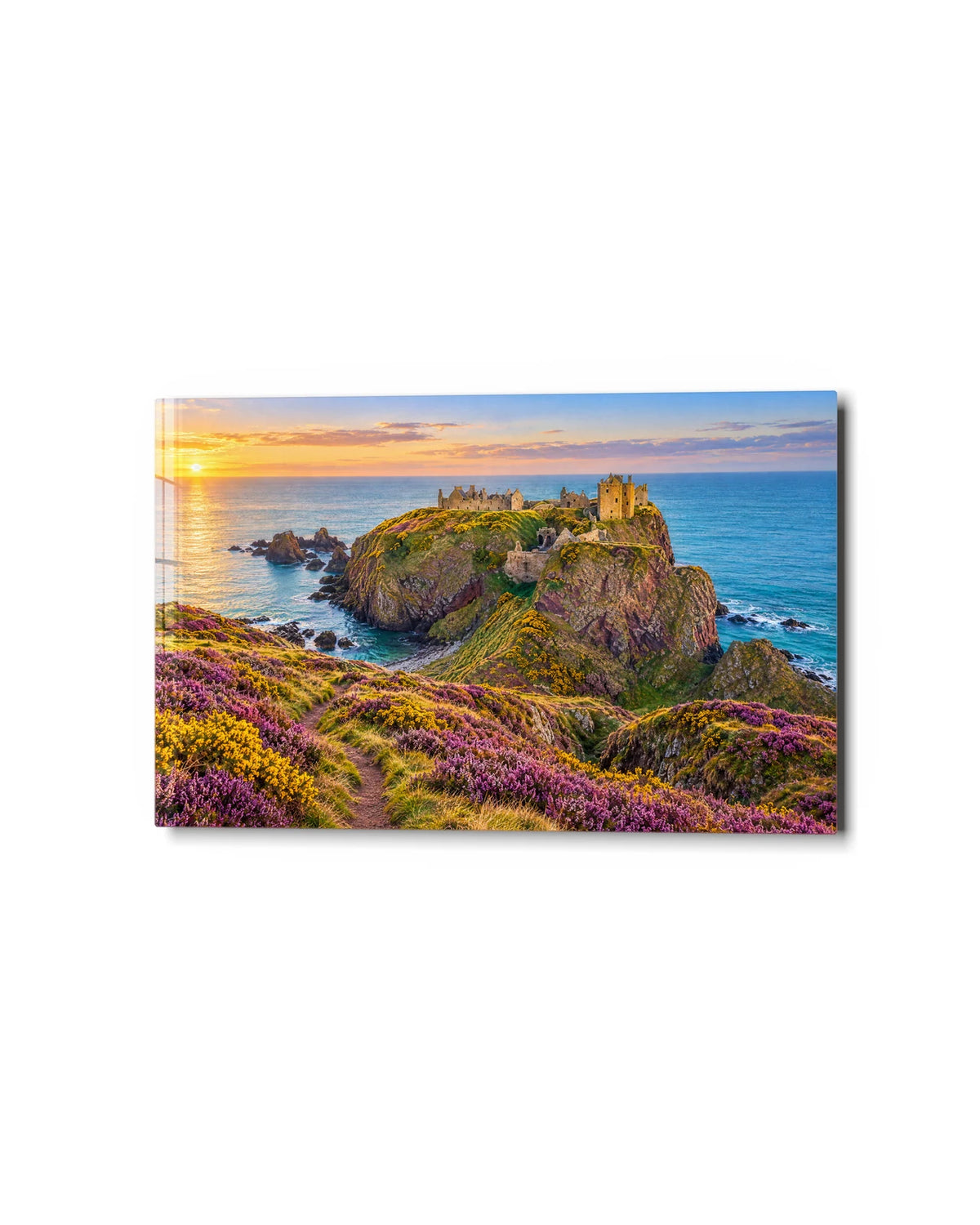Dunnottar in Heather — studio view of glass wall art