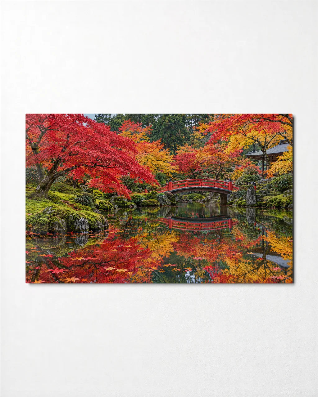 Kyoto Maple Garden — front view of glass wall art