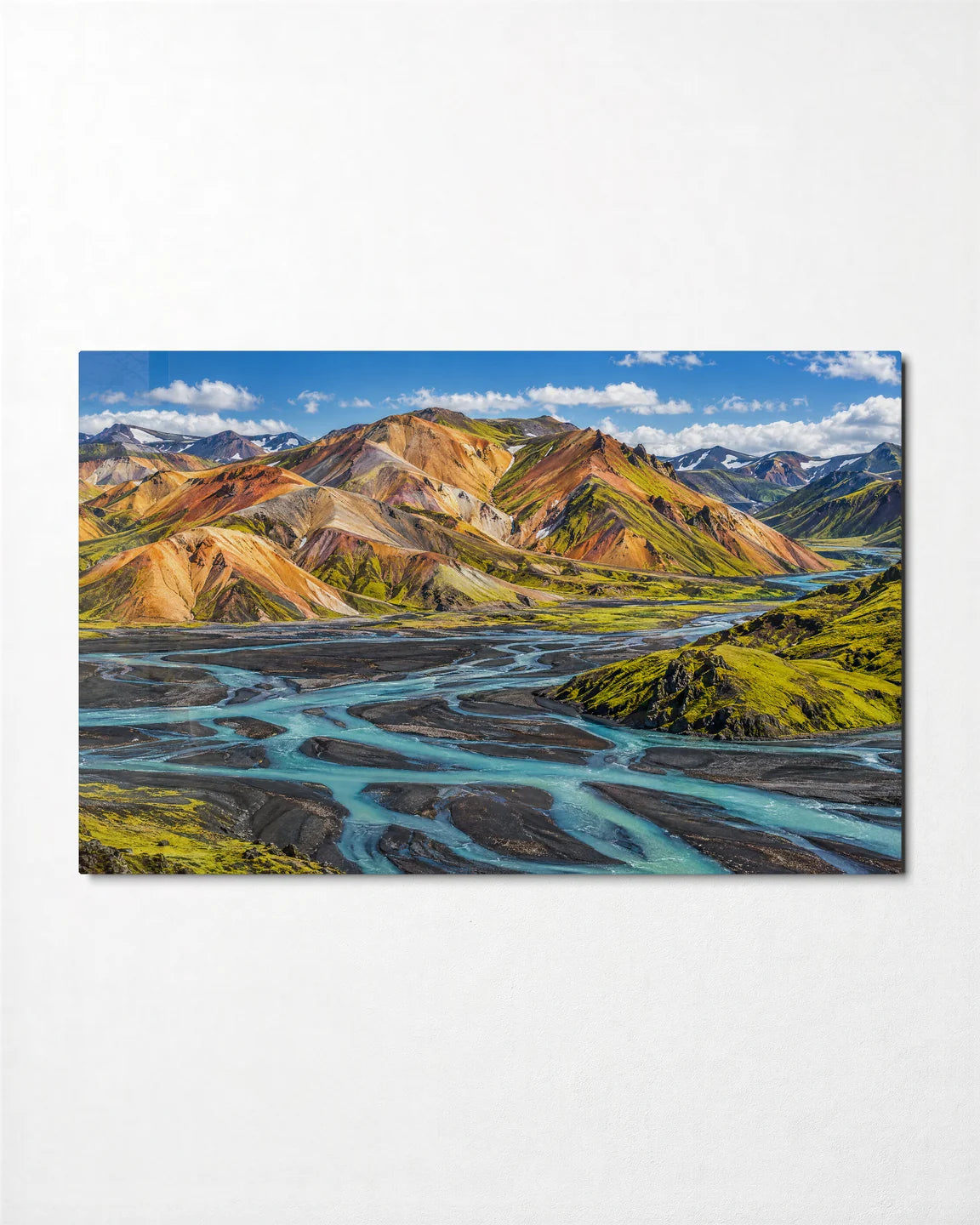 Landmannalaugar Colours — front view of glass wall art