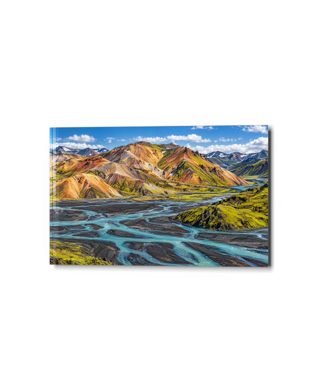 Landmannalaugar Colours — studio view of glass wall art