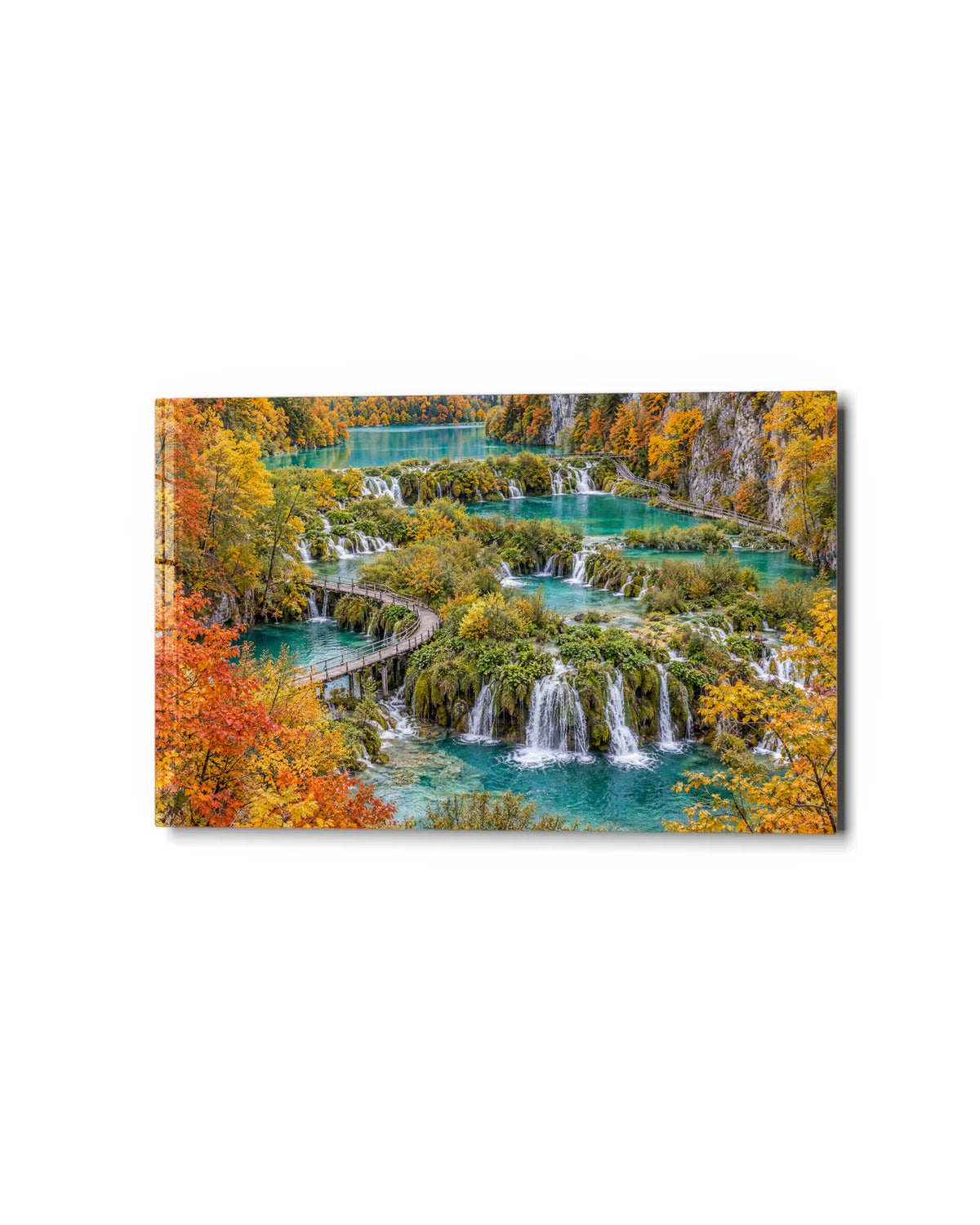 Plitvice Cascades — studio view of glass wall art