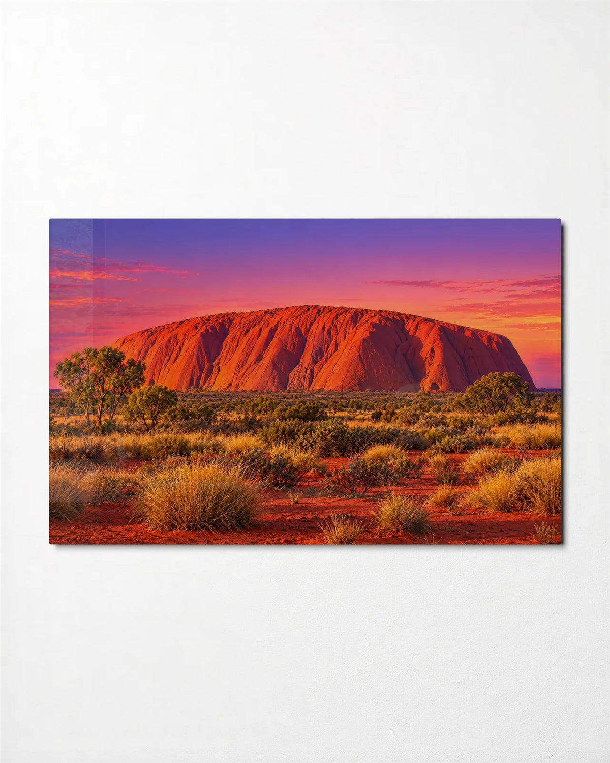 Uluru at Sunset — front view of glass wall art