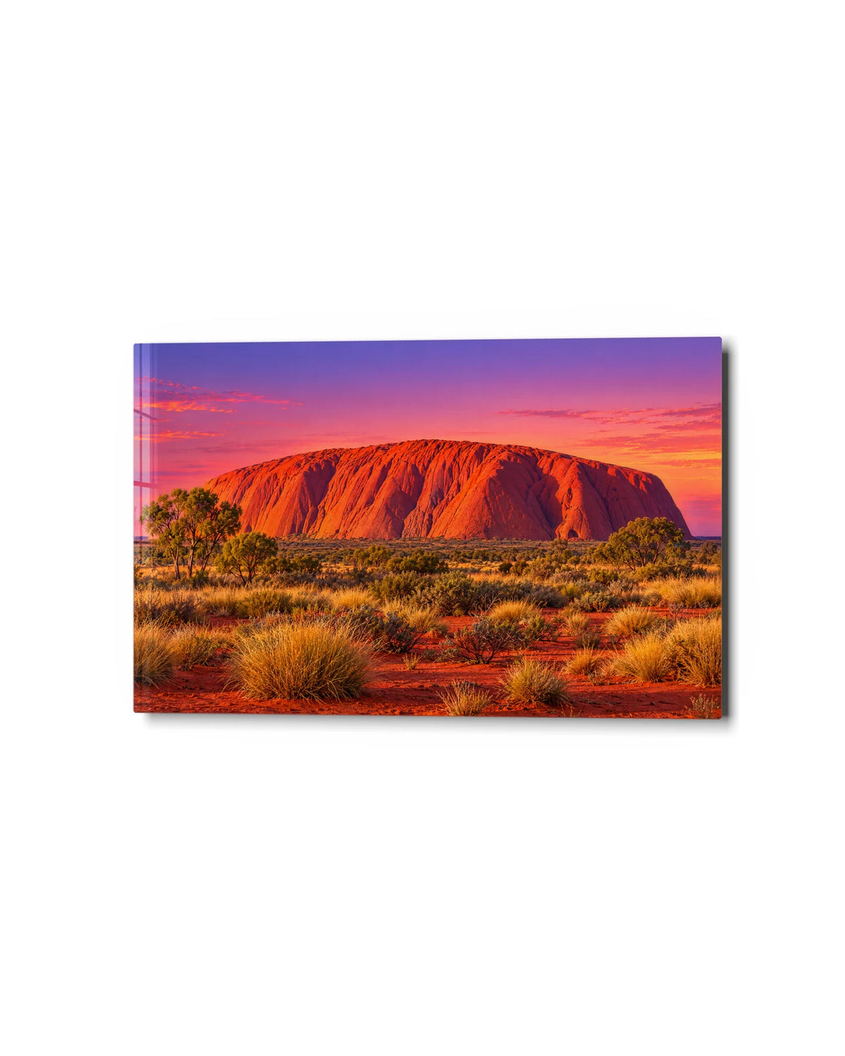Uluru at Sunset — studio view of glass wall art