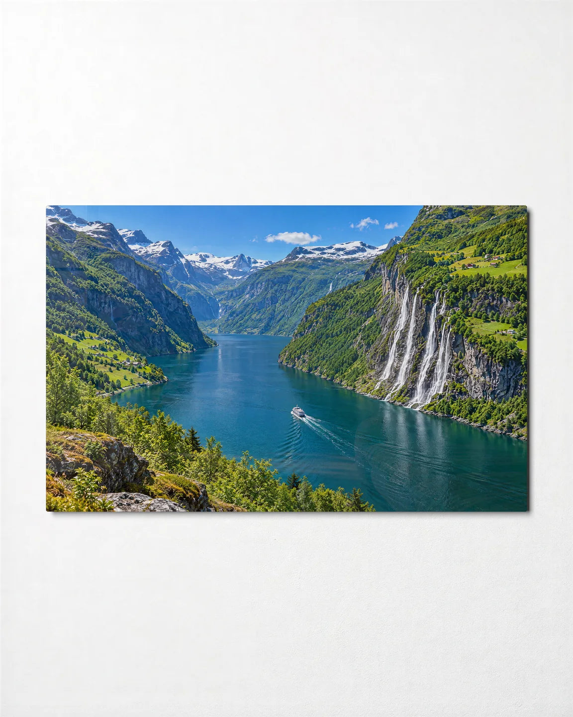 Geiranger Fjord — front view of glass wall art